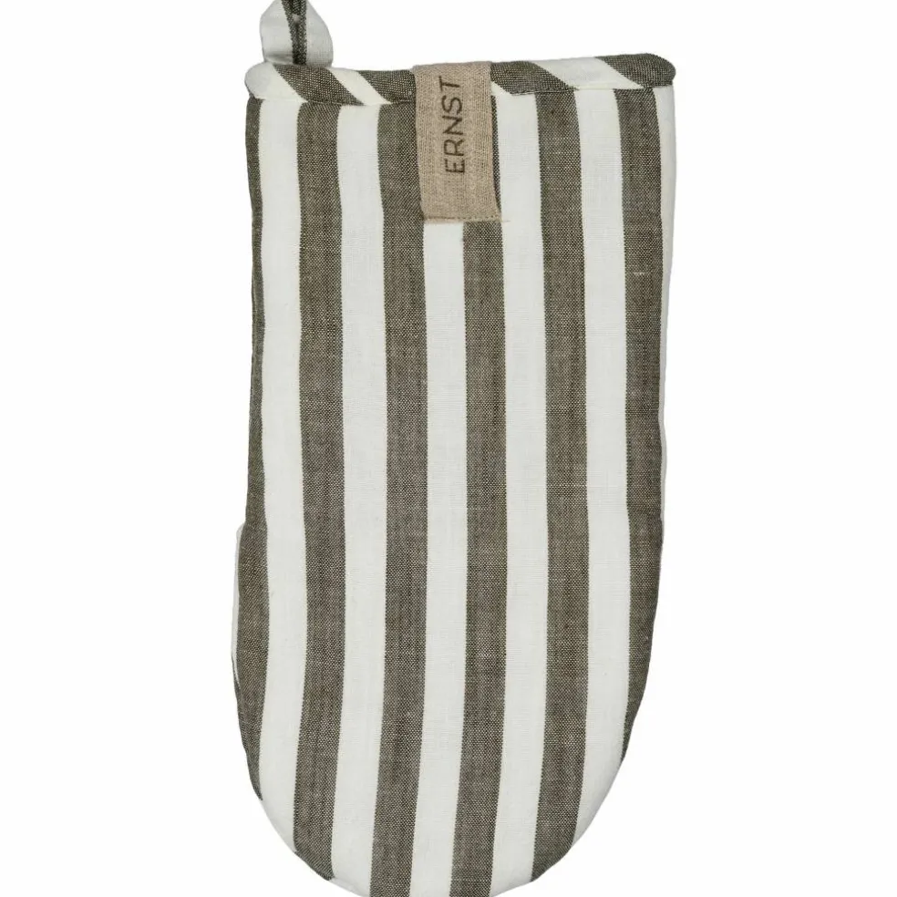 Grillvott 16 × 30 cm smalstripet, salvie/hvit