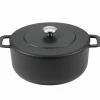 Gryte i støpejern emaljert, svart, 24 cm.