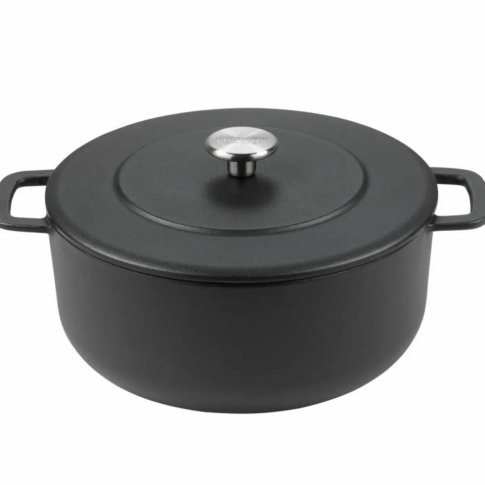 Gryte i støpejern emaljert, svart, 24 cm.