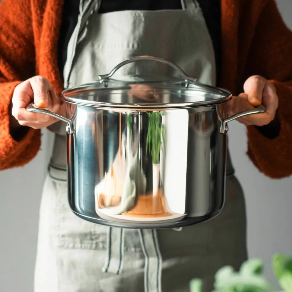 Gryte med lokk 15 liter, rustfritt stål
