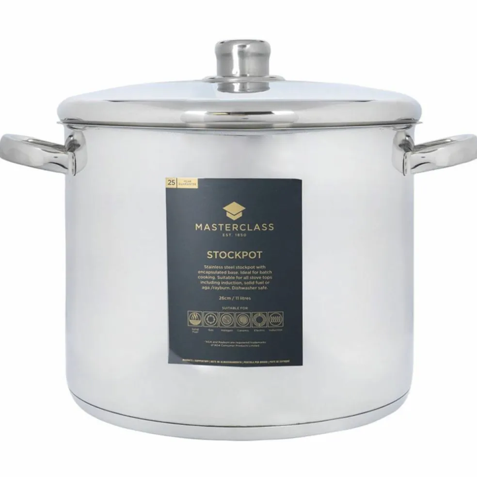 Gryte med lokk 11 liter, rustfritt stål
