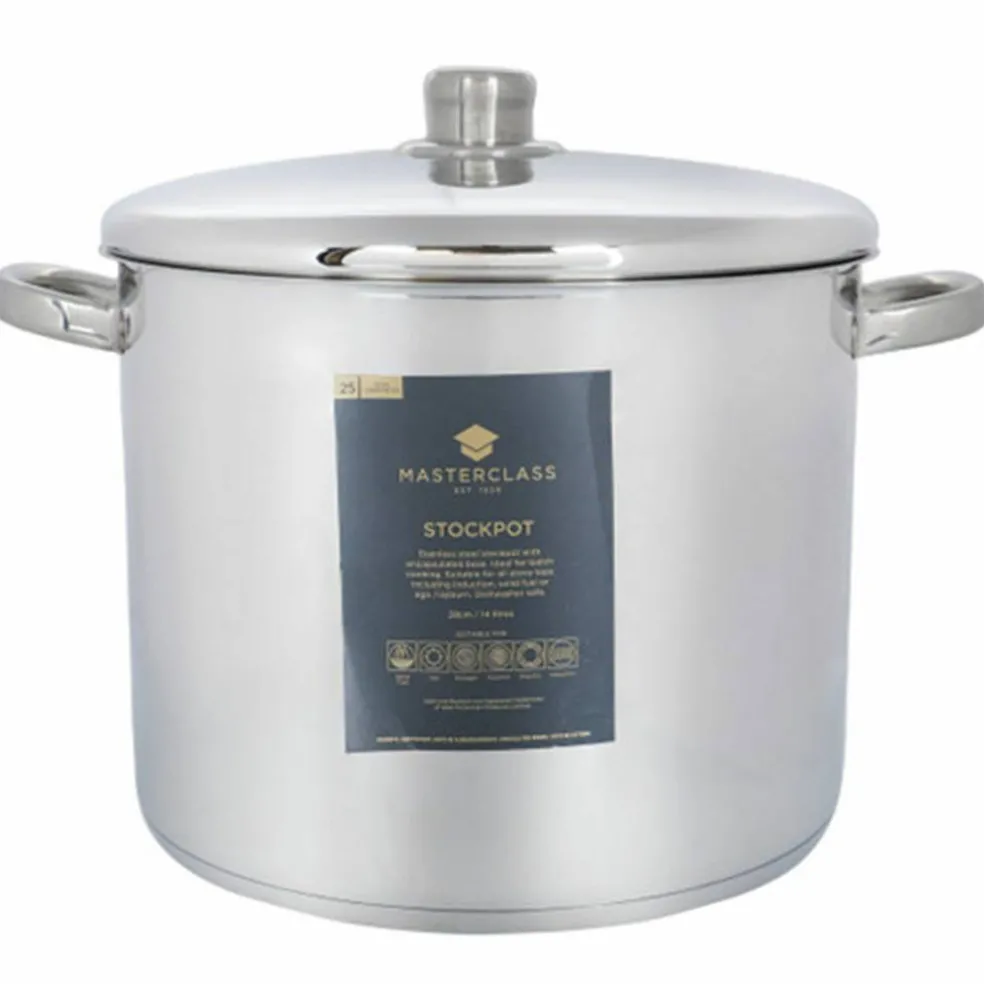 Gryte med lokk 14 liter, rustfritt stål