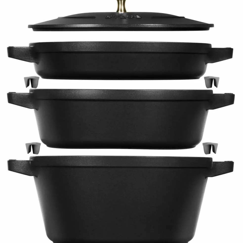 Grytesett i støpejern 24 cm, svart