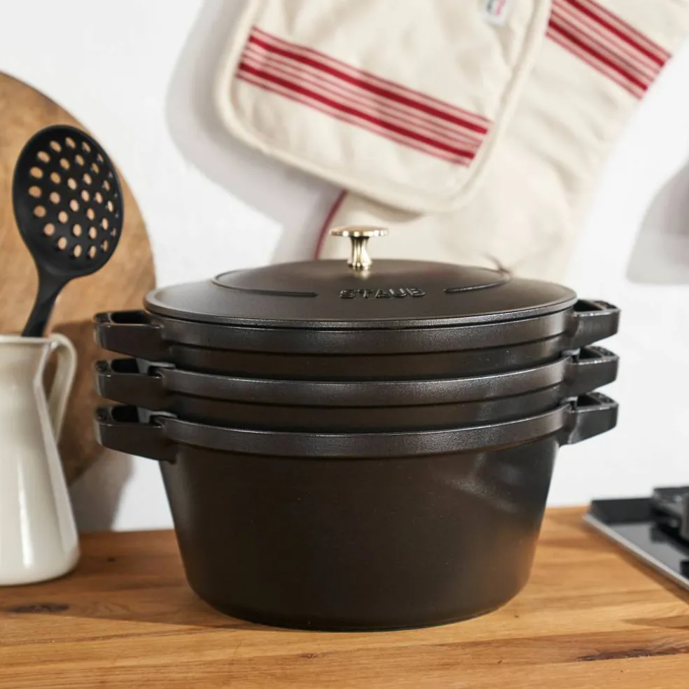 Grytesett i støpejern 24 cm, svart