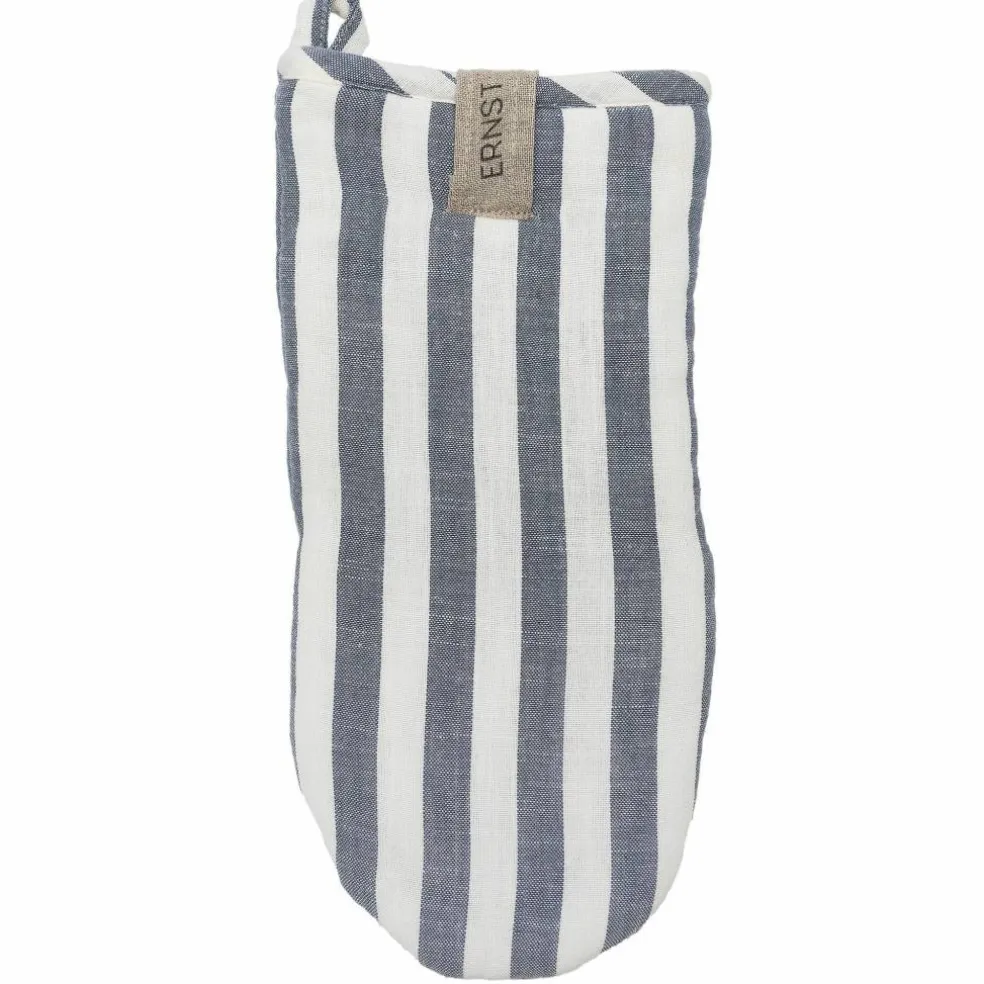 Grytevott med brede striper, karamell/hvit
