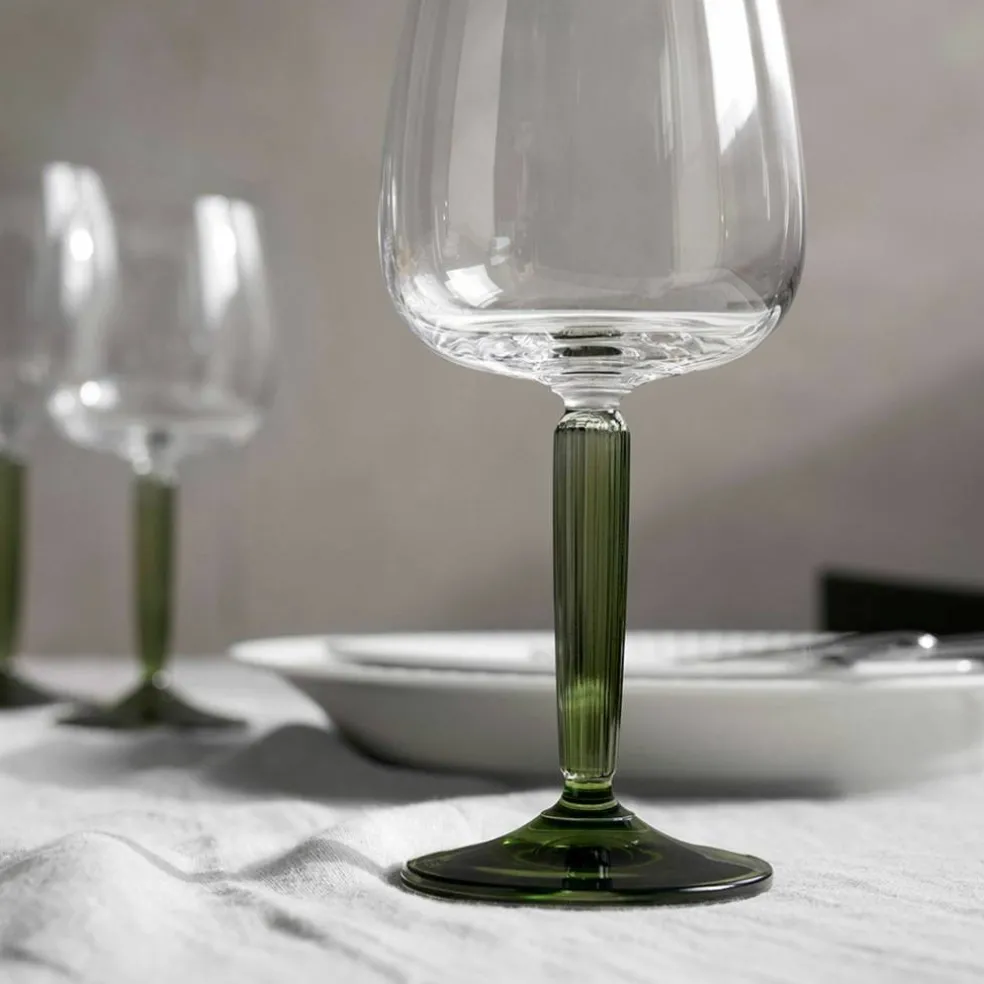 Hammershøi rødvinsglass Ø 9,5 cm 2 stk, grønn