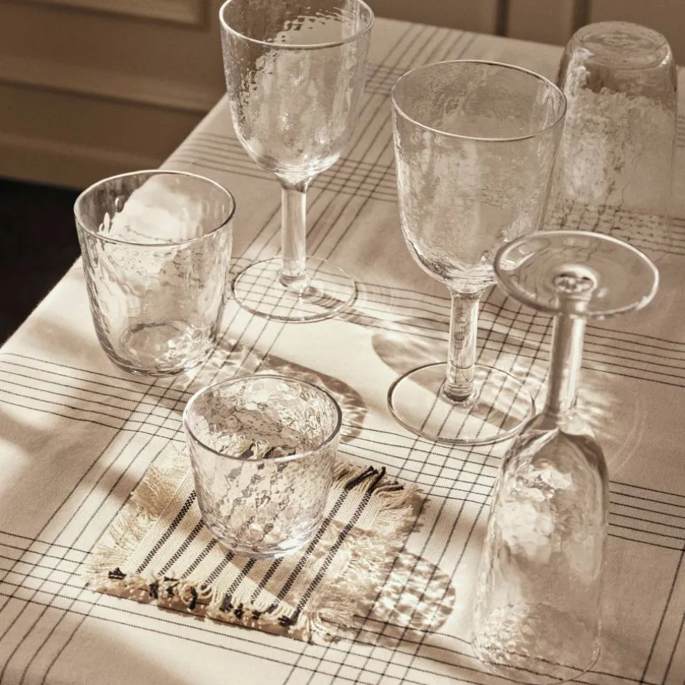 Hamret champagneglass, klart