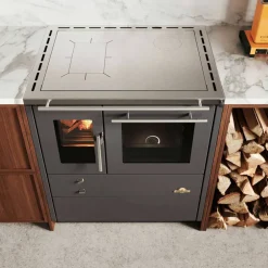Heimdall 790 vedkomfyr med bakuttak, grå