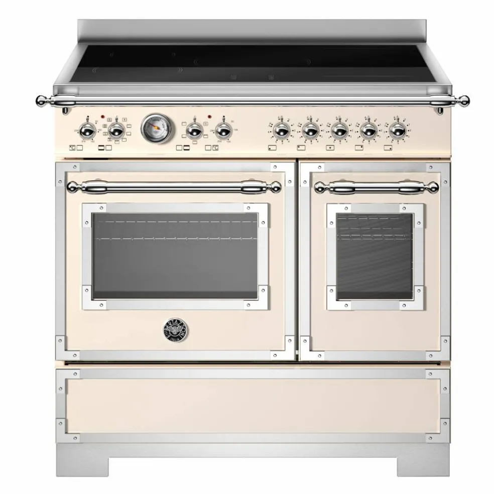 HER95I2EAVT2 Heritage induksjonskomfyr 90 cm med 5 soner og 2 ovner, elfenbenshvit