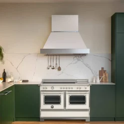 HER125I2EAVT2 Heritage induksjonskomfyr 120 cm med 5 soner, elektrisk stekebord og 2 ovner, elfenbenshvit