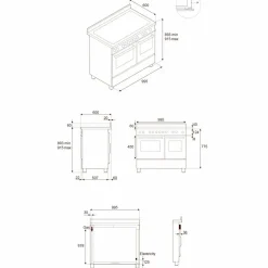 HER105I2EAVT2 Heritage induksjonskomfyr 100 cm med 5 soner og 2 ovner, elfenbenshvit