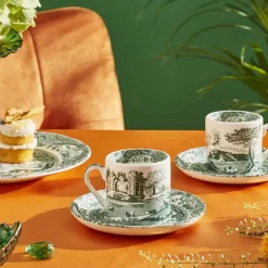 Heritage Green Italian espressokopp 9 cl + fat, grønn/hvit