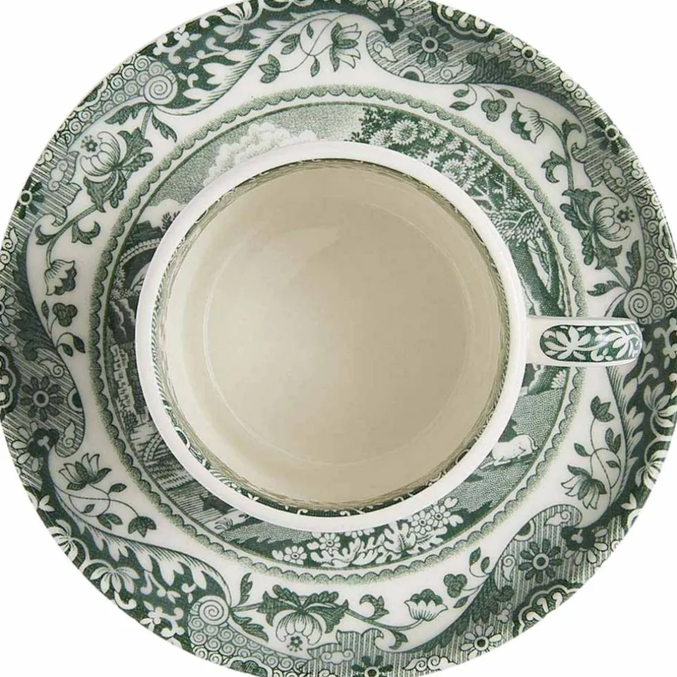 Heritage Green Italian espressokopp 9 cl + fat, grønn/hvit
