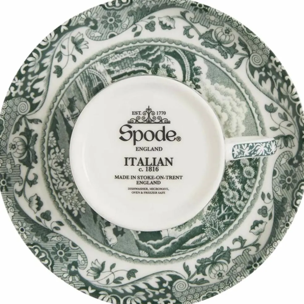 Heritage Green Italian espressokopp 9 cl + fat, grønn/hvit
