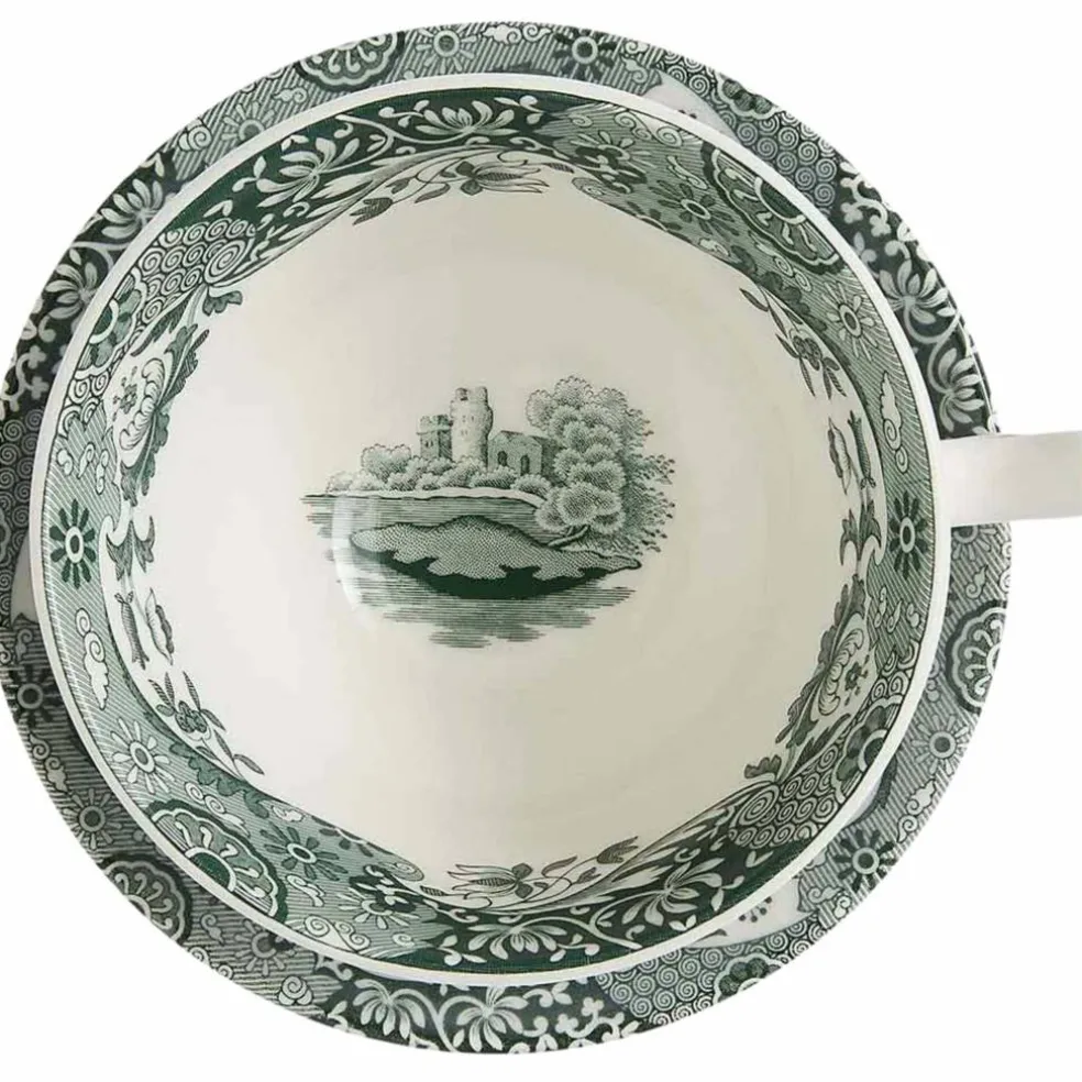 Heritage Green Italian frokostkopp 28 cl + fat, grønn/hvit