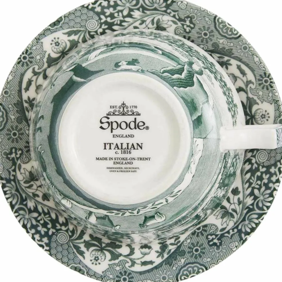 Heritage Green Italian frokostkopp 28 cl + fat, grønn/hvit