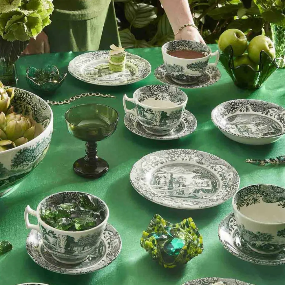 Heritage Green Italian frokostkopp 28 cl + fat, grønn/hvit