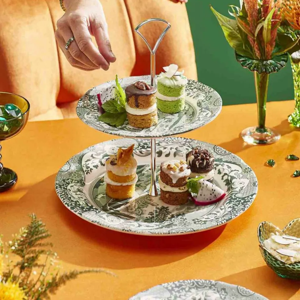 Heritage Green Italian kakefat 2-etasjes, grønn/hvit