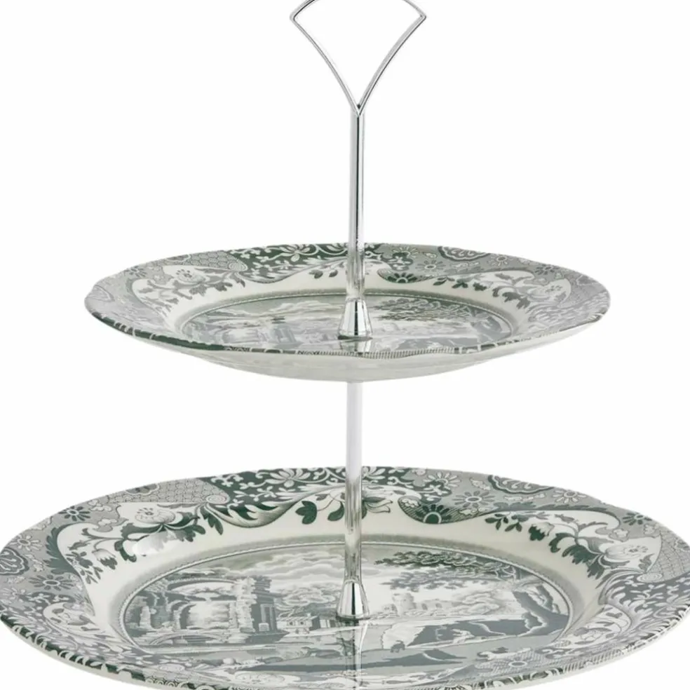 Heritage Green Italian kakefat 2-etasjes, grønn/hvit