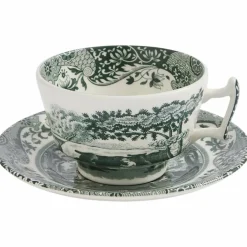 Heritage Green Italian tekopp med fat 20 cl, grønn/hvit