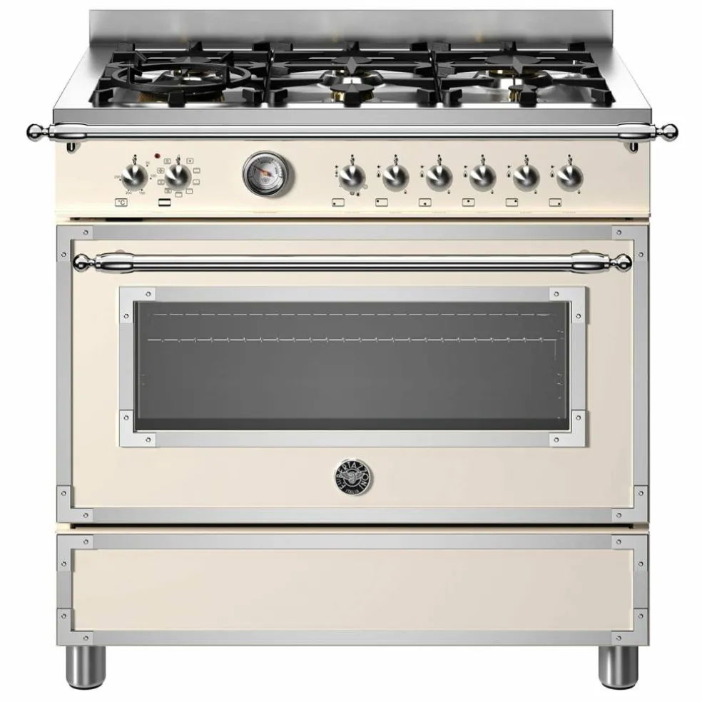HER96L1EAVT Heritage Gasskomfyr med ovn 90 cm, Cremehvit