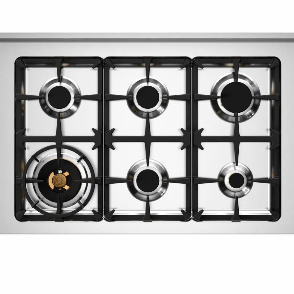 HER96L1EAVT2 Heritage gasskomfyr 90 cm med 6 brennere og 1 ovn, elfenbenshvit