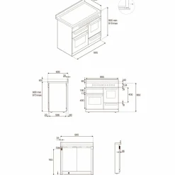 HER106L3ENET2 Heritage gasskomfyr 100 cm med 6 brennere og 3 ovner, matt svart