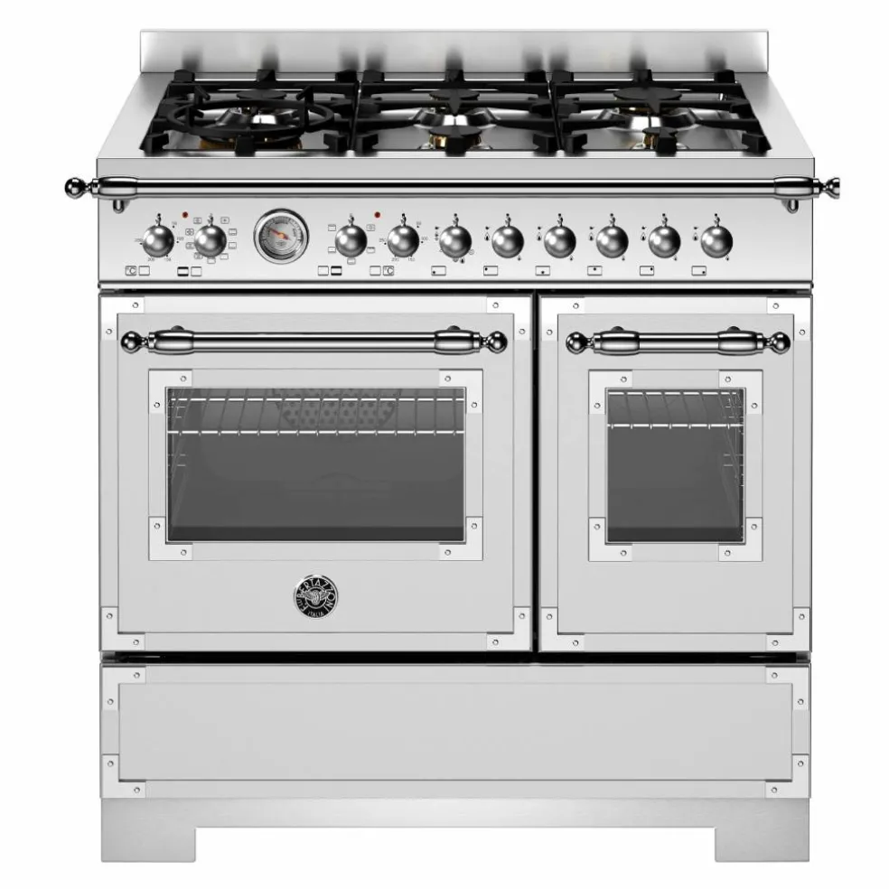 HER96L2EXT2 Heritage gasskomfyr 90 cm med 6 brennere og 2 ovner, rustfritt stål