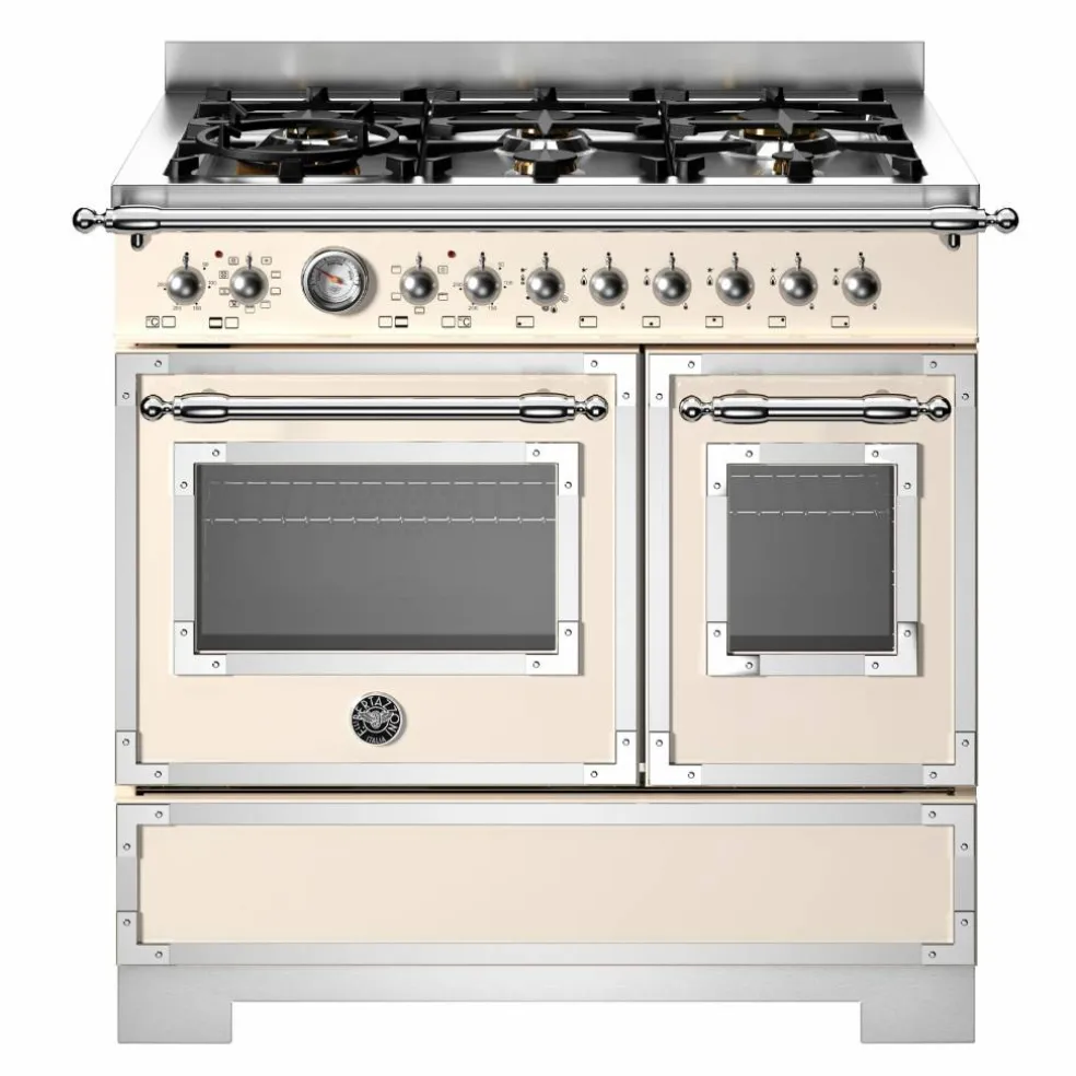 HER96L2EXT2 Heritage gasskomfyr 90 cm med 6 brennere og 2 ovner, rustfritt stål