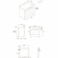 HER96L1EXT2 Heritage gasskomfyr 90 cm med 6 brennere og 1 ovn, rustfritt stål