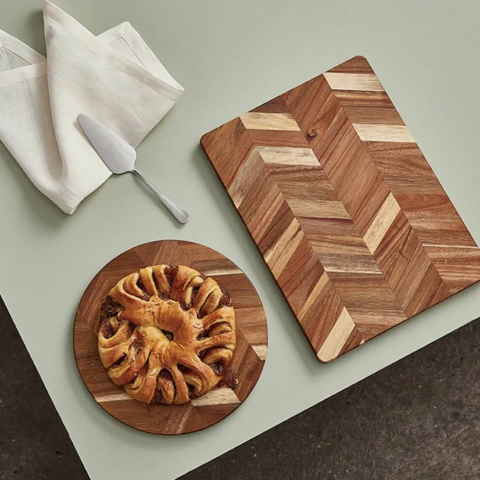 Herringbone rektangulär skärbräda, 40 x 26 x 2 cm, akaciaträ