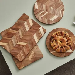 Herringbone rektangulär skärbräda, 40 x 26 x 2 cm, akaciaträ