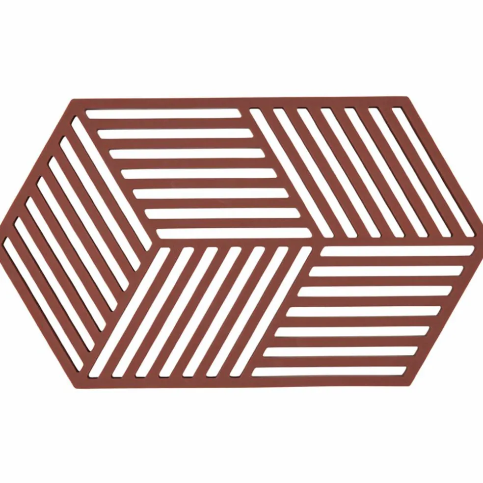 Hexagon gryteunderlag 24 cm, burgunder