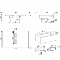 HOBD382N2 induksjonstopp 83 cm med integrert ventilator