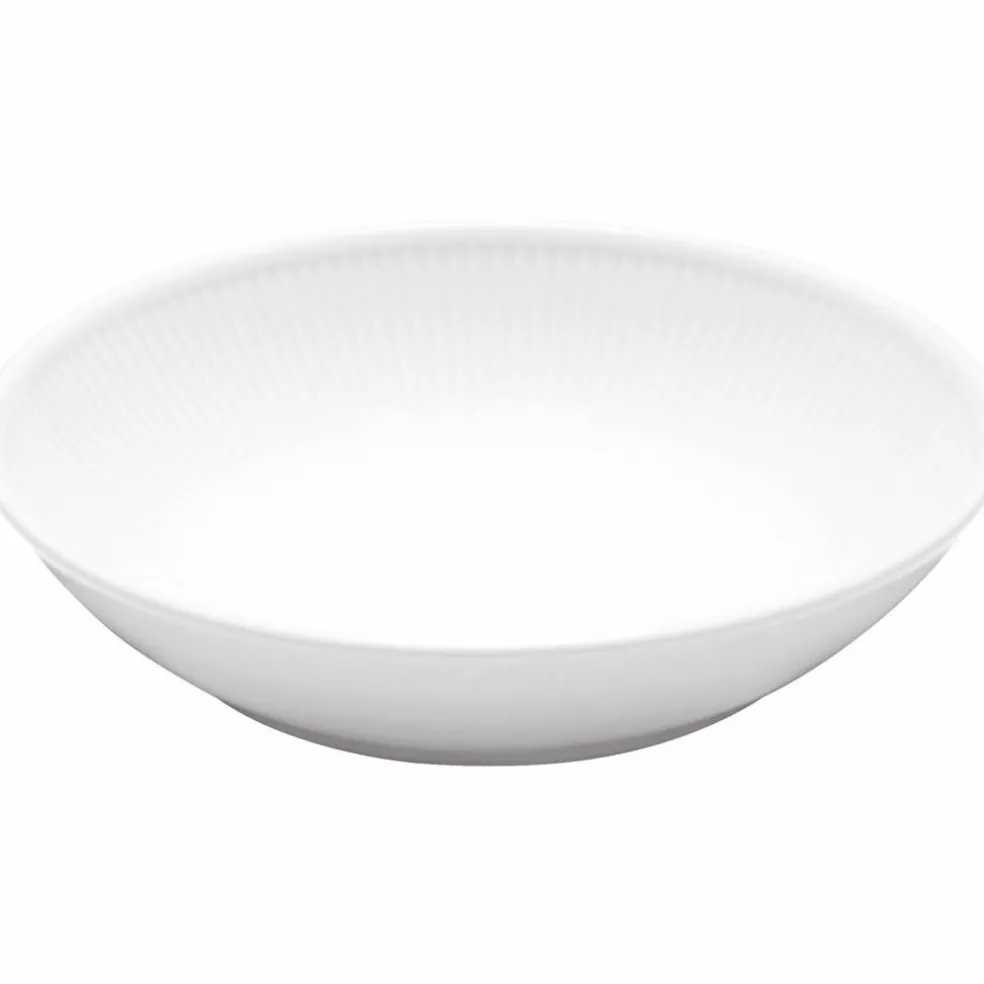 Hvid Plissé dyp salat-/pastatallerken