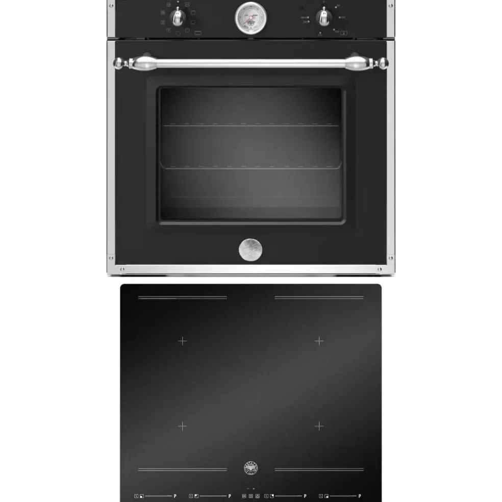Hvitevarepakke Heritage innbyggingsovn (svart) + induksjonstopp, 60 cm