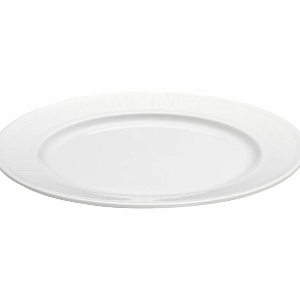 Hvit Plissé tallerken, Ø 20 cm.