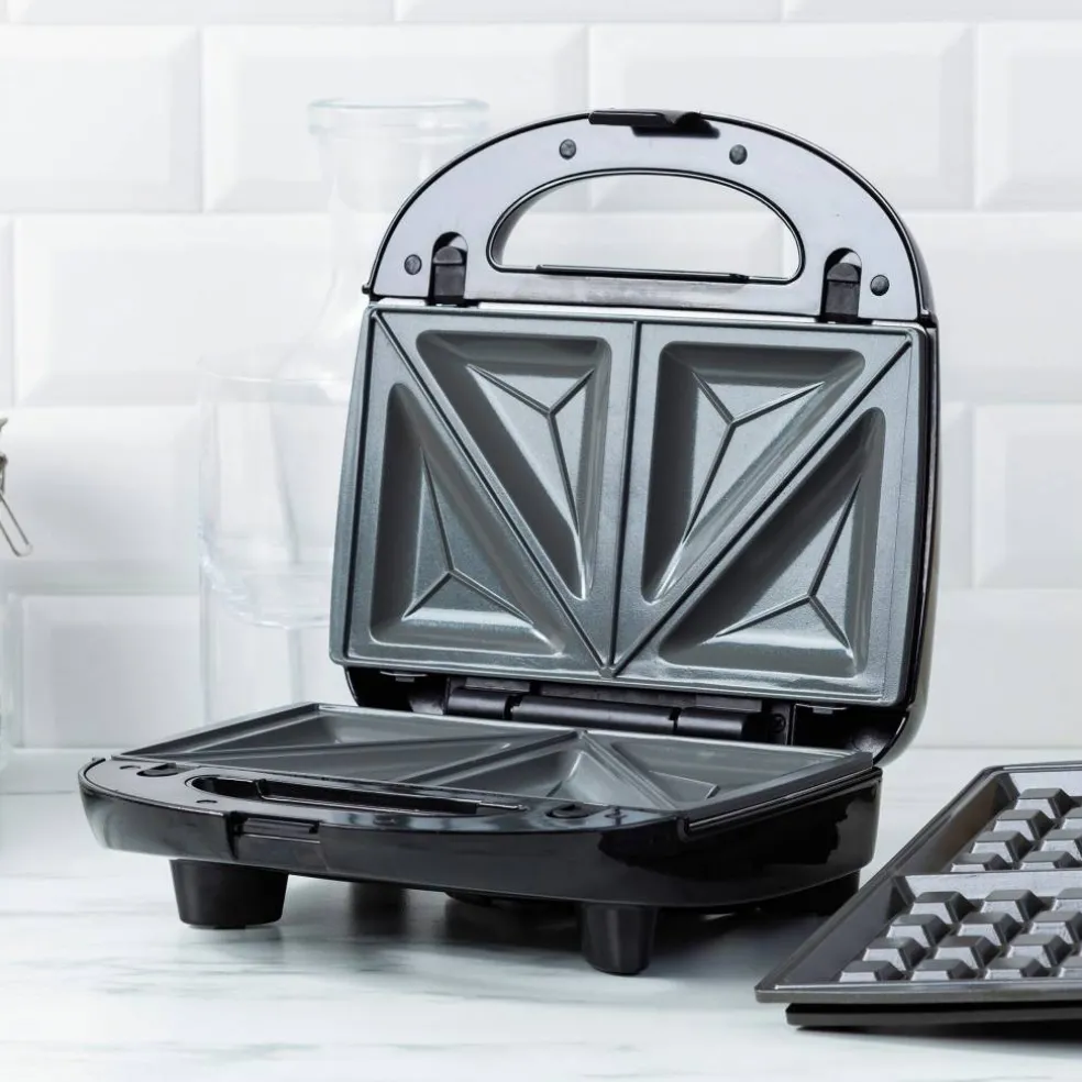 3-in-1 toastgrill/vaffeljern, black