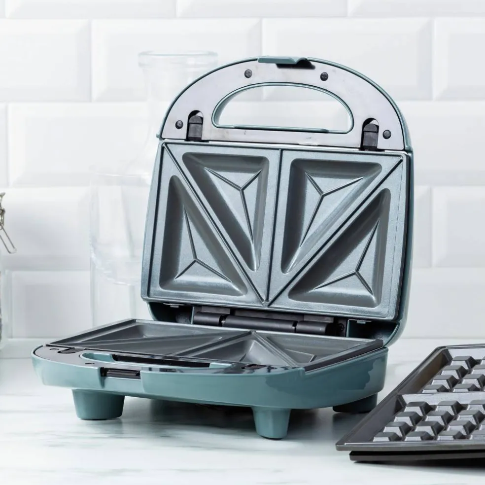 3-in-1 toastgrill/vaffeljern, smokey blue