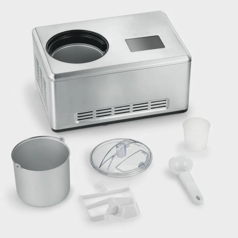 Iskremmaskin med kompressor + 2 iskremskåler, 2 liter