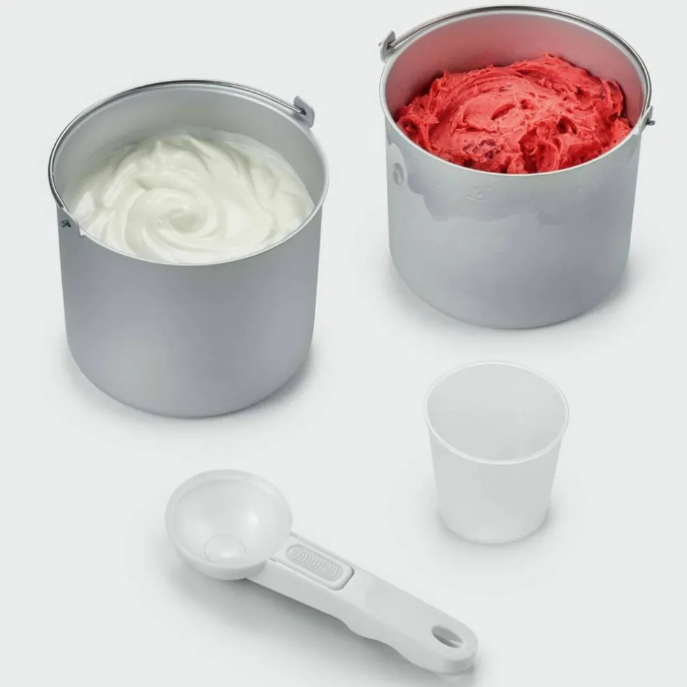 Iskremmaskin med kompressor + 2 iskremskåler, 2 liter
