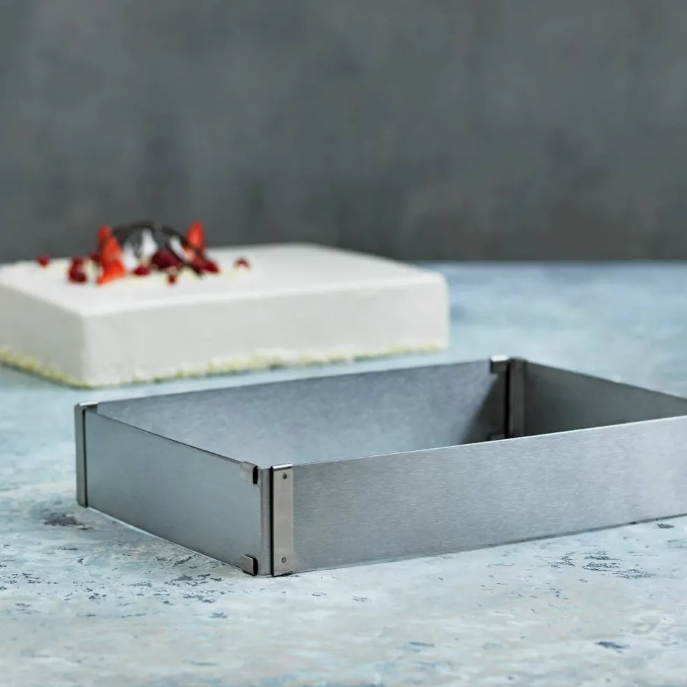 Justerbar kakeform 28 x 18 x 5 cm, rustfritt stål