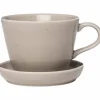 Kaffekopp med fat i porselen 20 cl, sand