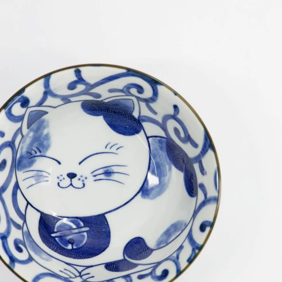 Kawaii Tayo Cat Neko skål 0,5 liter, blå/hvit (33415)