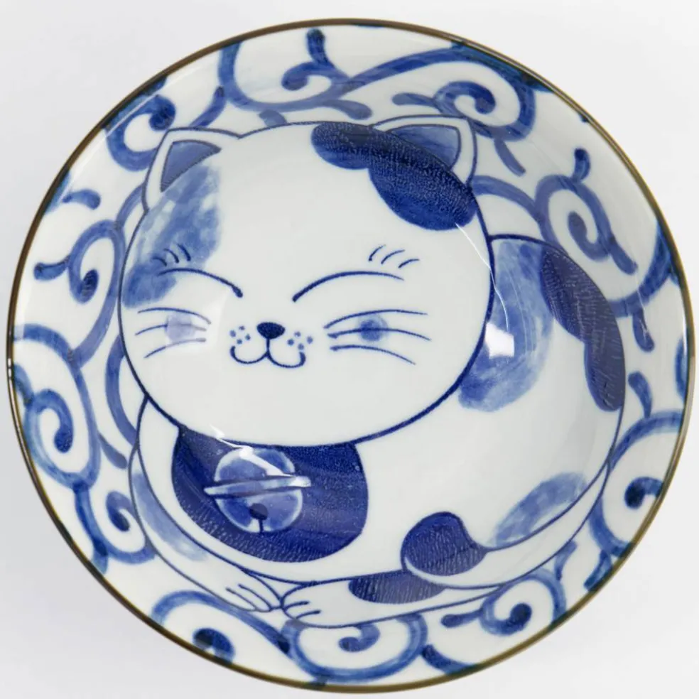 Kawaii Tayo Cat Neko skål 0,5 liter, blå/hvit (33415)