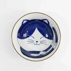 Kawaii Tayo Cat Neko skål 0,5 liter, blå/hvit (33415)
