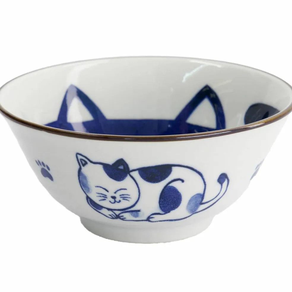 Kawaii Tayo Cat Neko skål 0,5 liter, blå/hvit (33415)