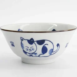 Kawaii Tayo Cat Neko skål 0,5 liter, blå/hvit (33415)