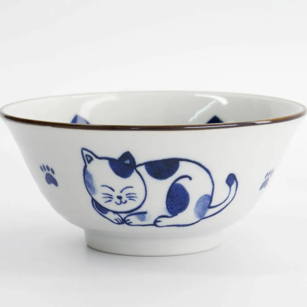 Kawaii Tayo Cat Neko skål 0,5 liter, blå/hvit (33413)