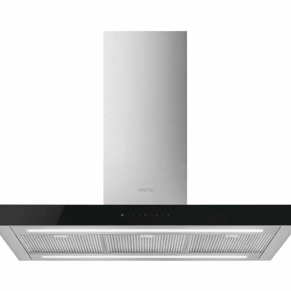 KBTI9L4VN fritthengende ventilator 90 cm, rustfritt stål/glas